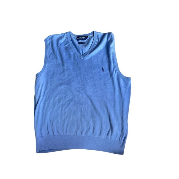 Men's Polo Golf Ralph Lauren Vest Light Blue Pima Cotton sz L Preppy VTG - Picture 1 of 5